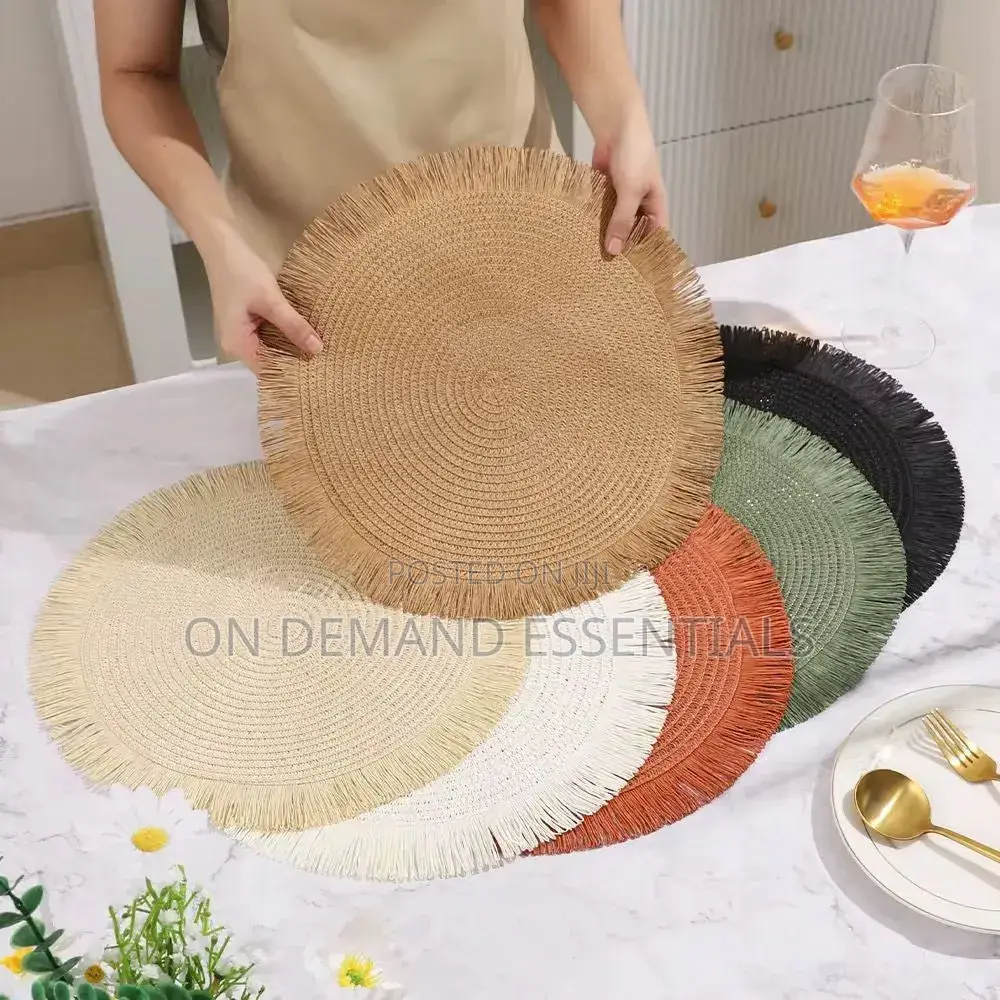 6 PCS Set Nordic Tassel Woven Table Mat