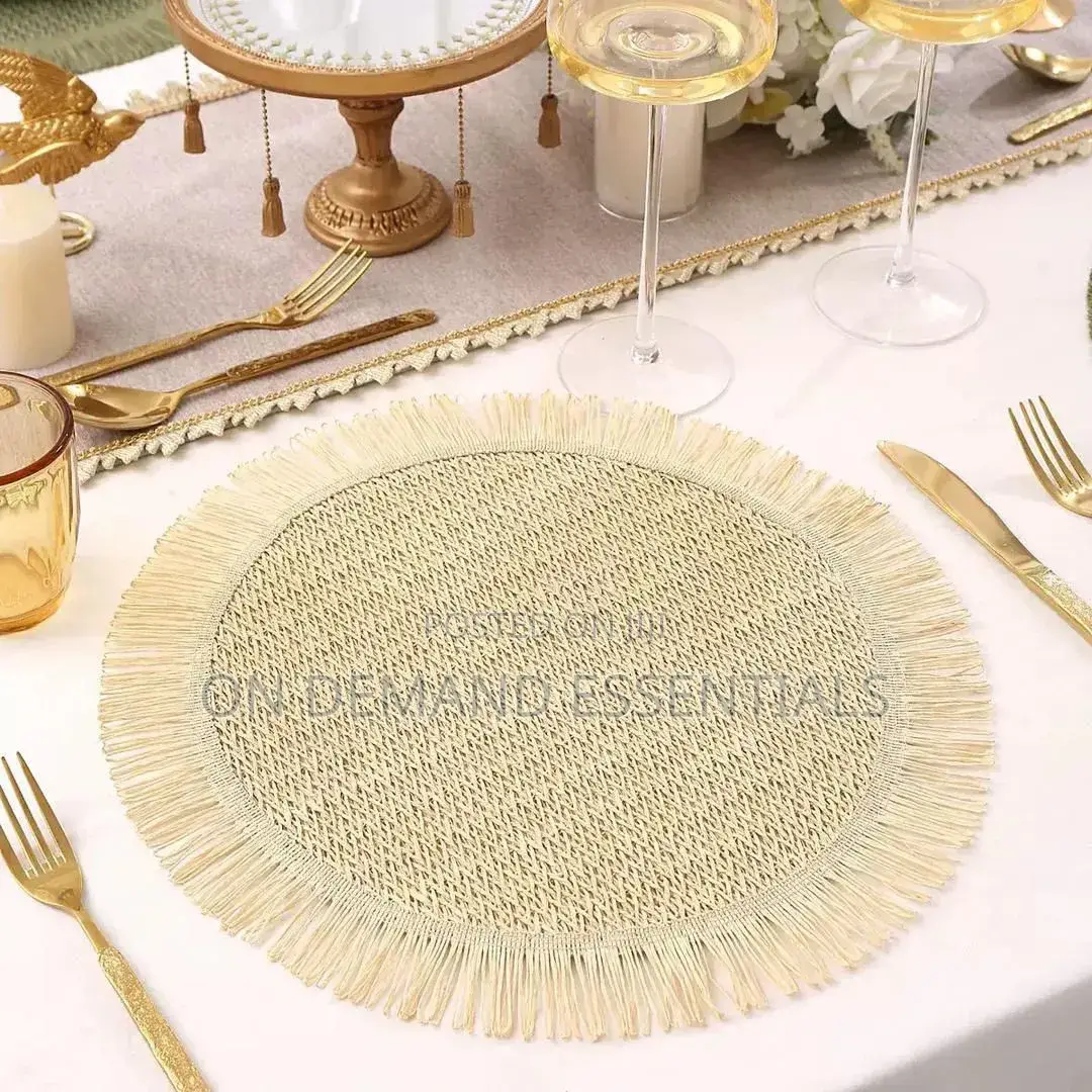 6 PCS Set Nordic Tassel Woven Table Mat