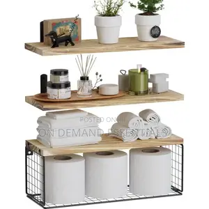 Solid Pine Wood Bathroom Floating Shelves