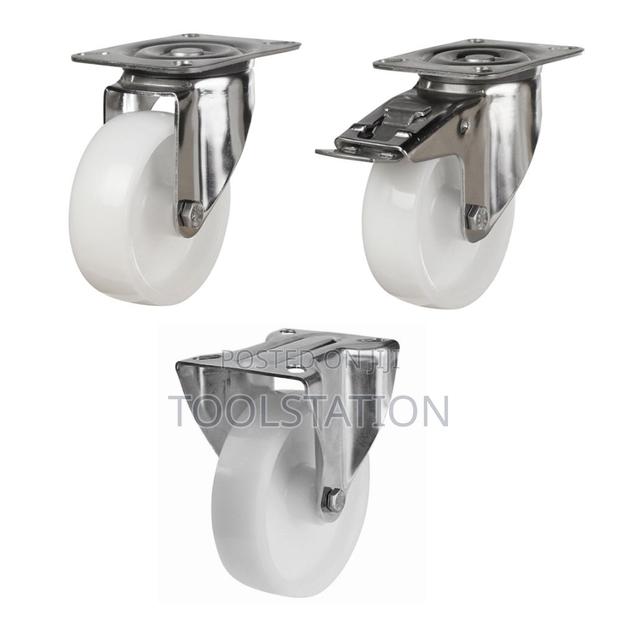WHITE NYLON Castor Wheels Avaliable 3/4/5 Inch in Fixed/Swivel/Brake - main view