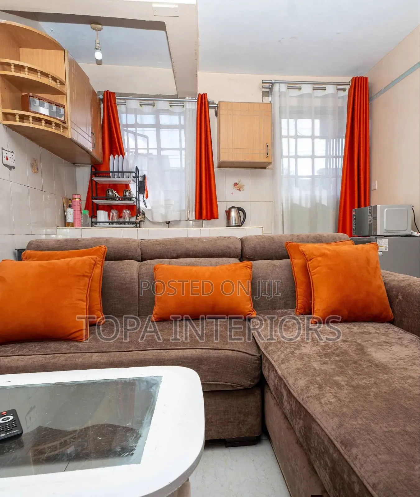 Beautiful Orange Polyester Curtains With Eyelets