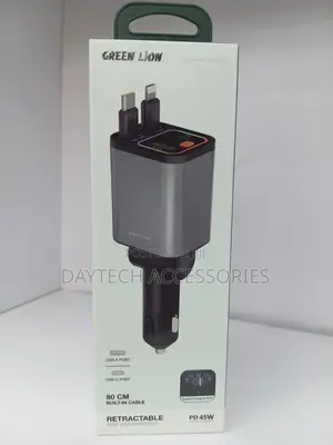 Green Lion 45W PD Car Charger Type-C Port Lightning Cable