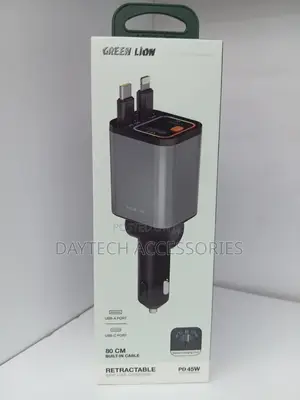 Green Lion 45W PD Car Charger Type-C Port Lightning Cable