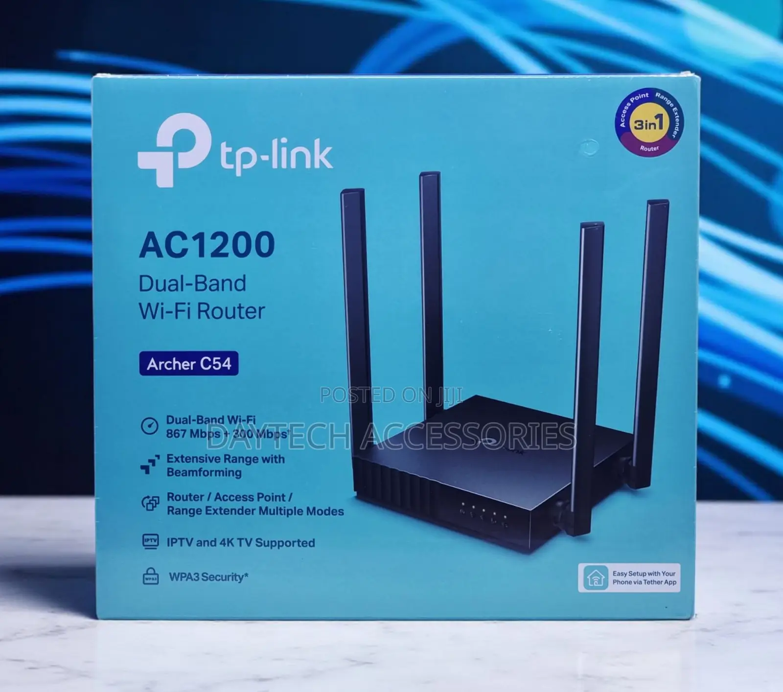 TP-Link Archer C54 AC1200 Dual-Band Wi-Fi Router With Four Antennas.