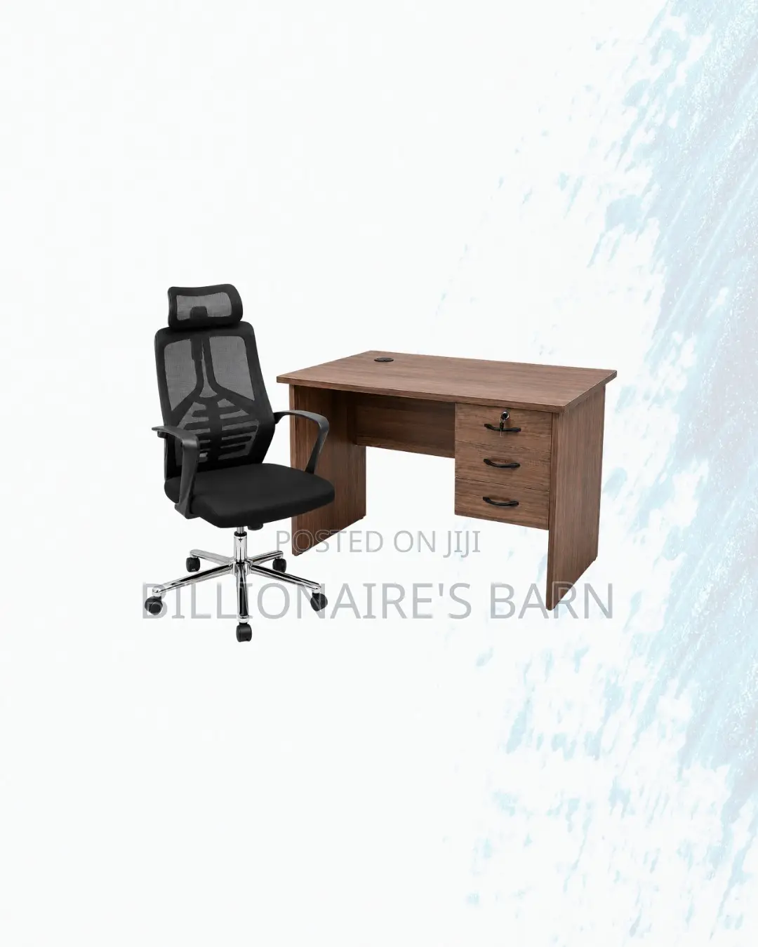 Practical 1m Desk and High-Back Ergonomic Chair for Productive Setups