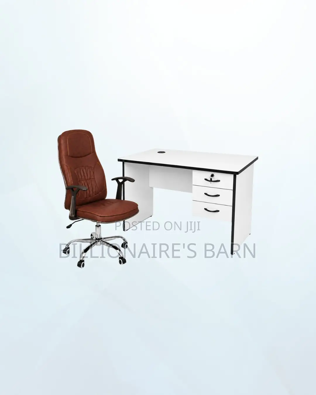 Practical 1m Desk and Executive Leather Chair for Workday Support