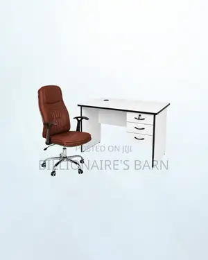 Practical 1m Desk and Executive Leather Chair for Workday Support
