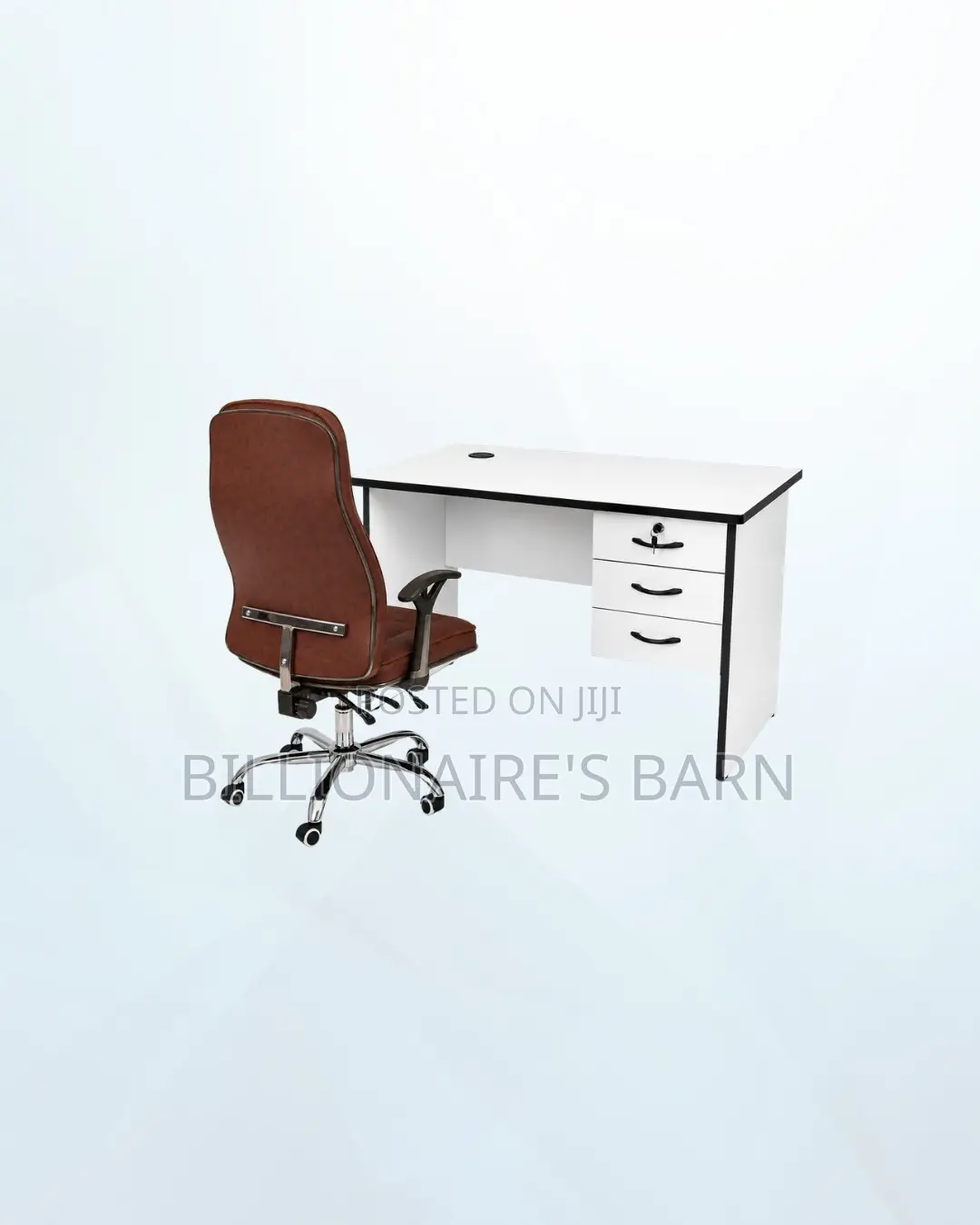 Practical 1m Desk and Executive Leather Chair for Workday Support