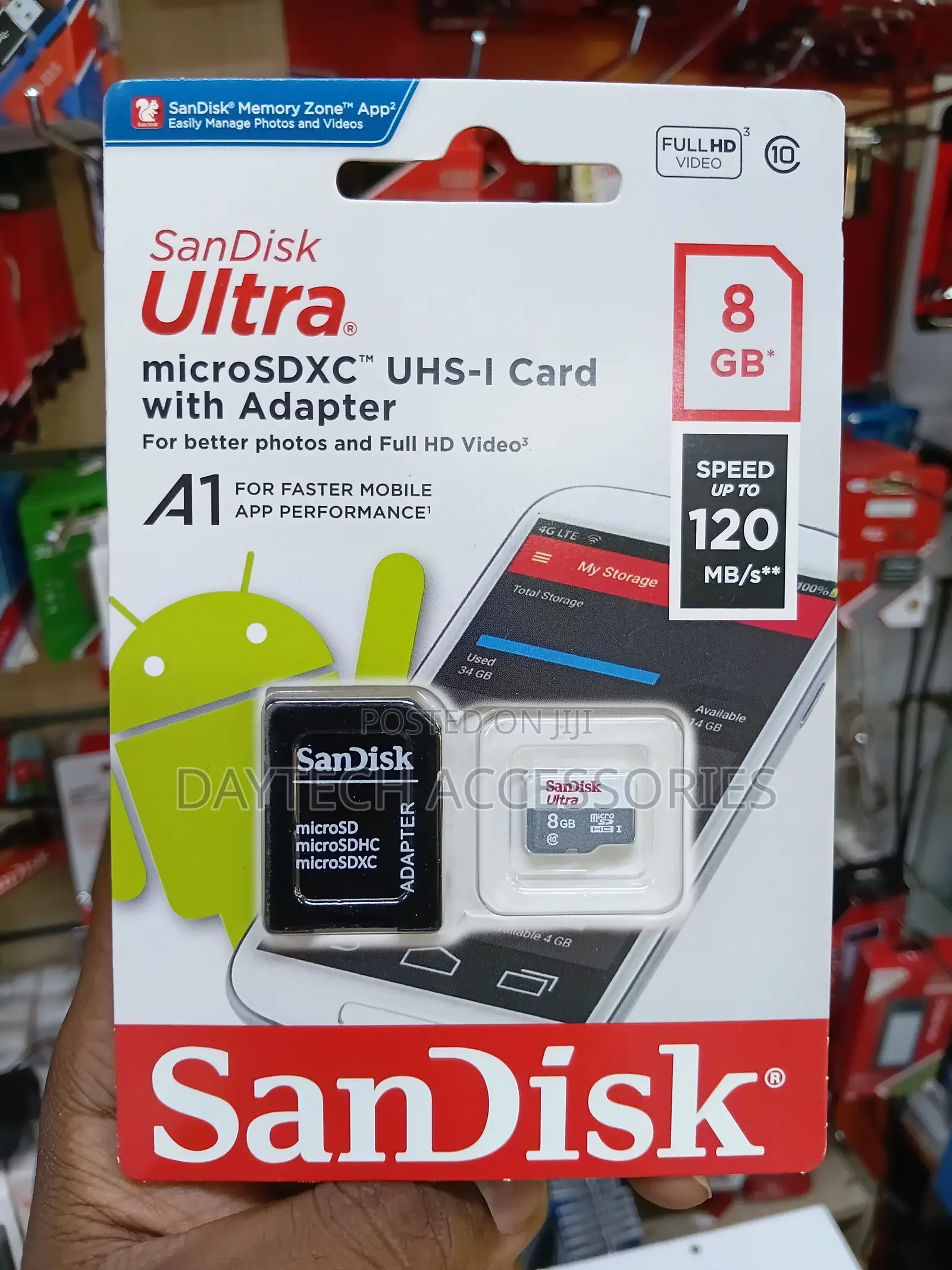 This Is an 8GB SanDisk Ultra microSDHC UHS-I Card Class 10.