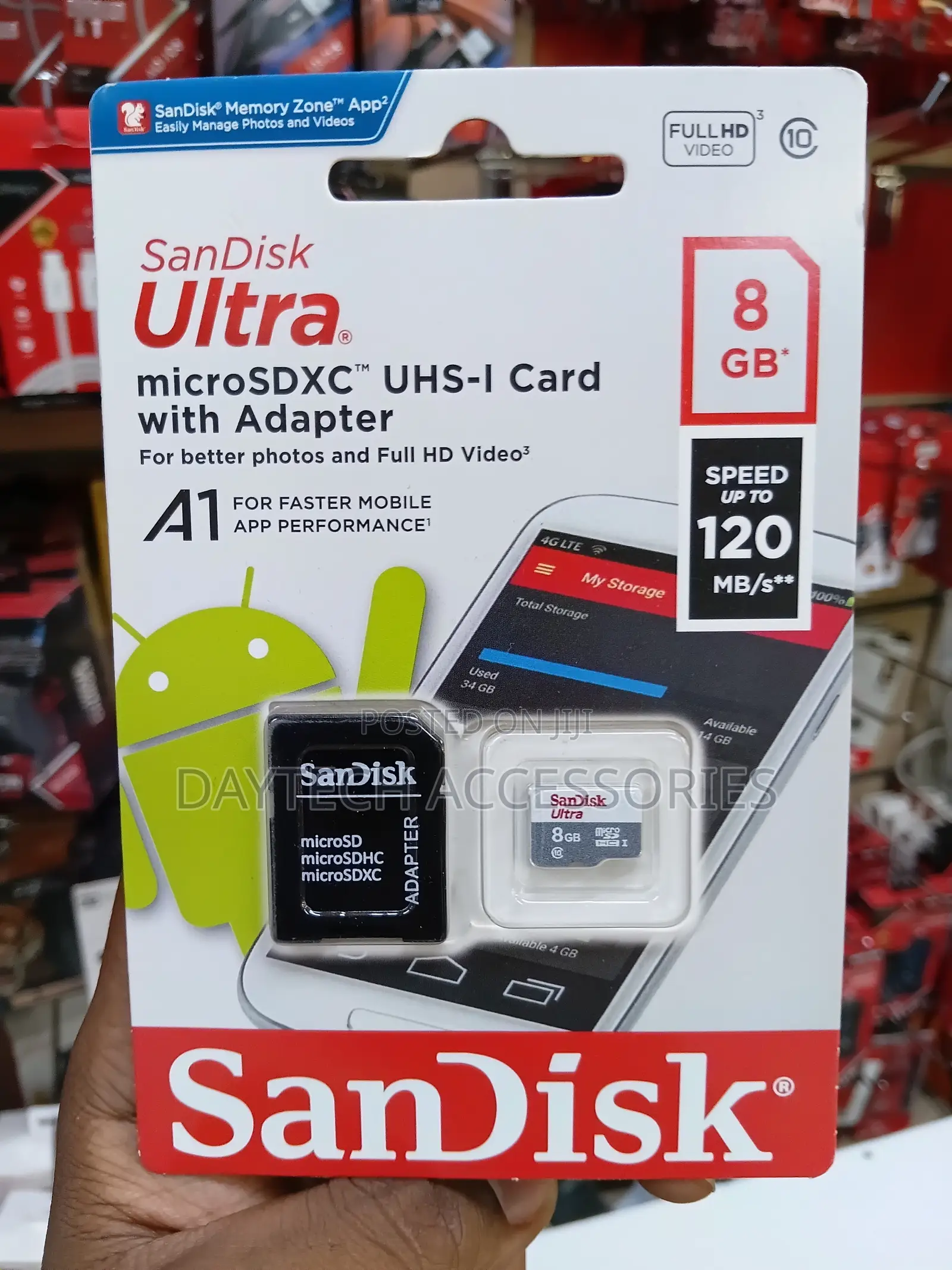 This Is an 8GB SanDisk Ultra microSDHC UHS-I Card Class 10.