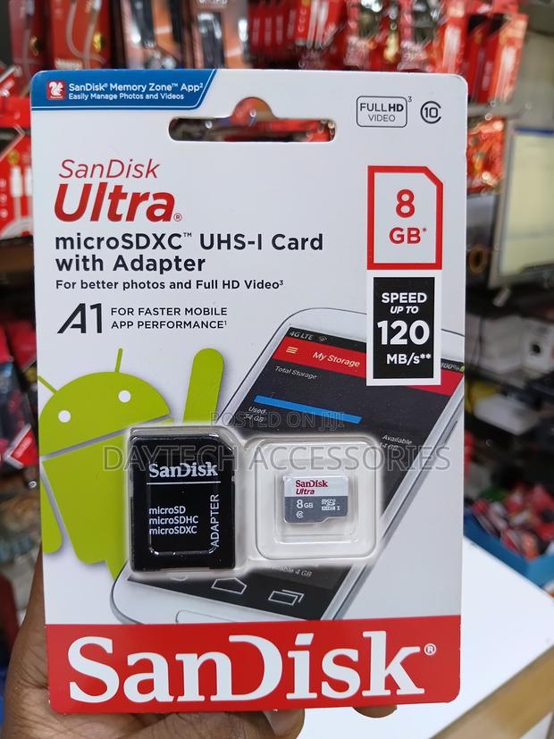 SanDisk Ultra 8 GB microSDHC Memory Card Plus SD Adapter.