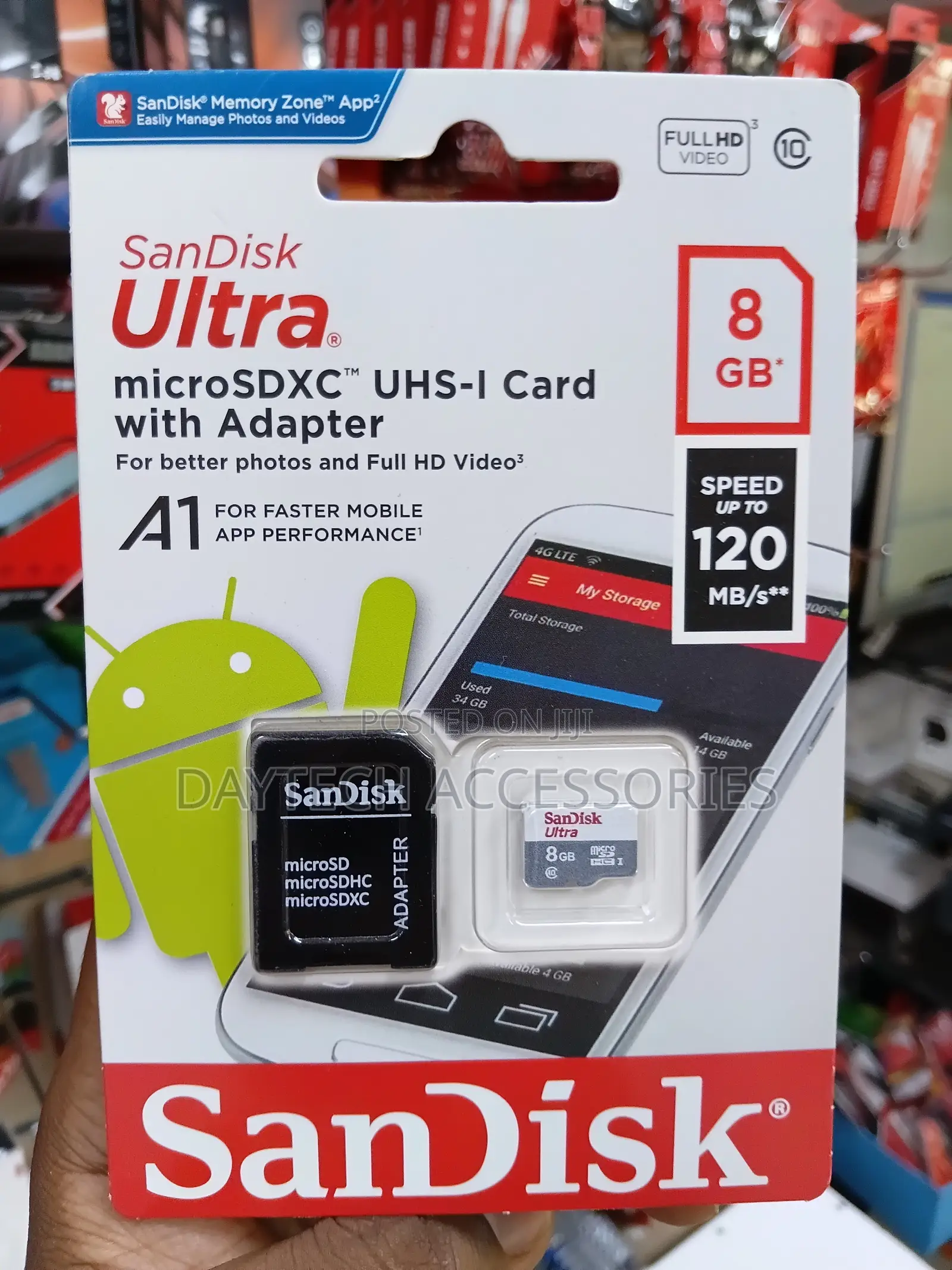 SanDisk Ultra 8 GB microSDHC Memory Card Plus SD Adapter.