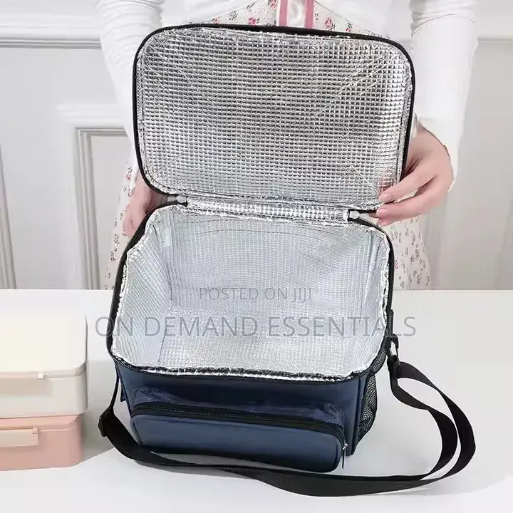 Single Layer Large Insulated Lunch Bag With Side Compartments