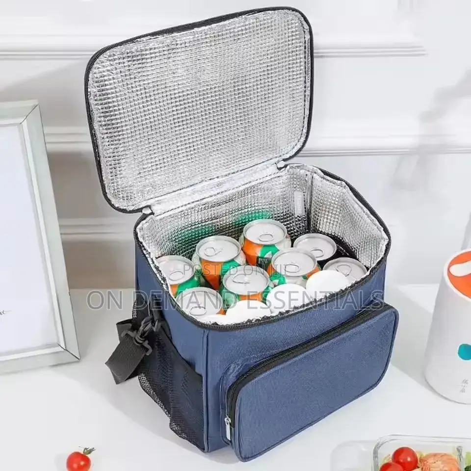 Single Layer Large Insulated Lunch Bag With Side Compartments