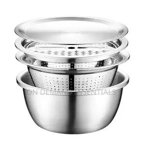 26cm 4PCS Set 304 Colander Stainless Steel Bowl With Lid