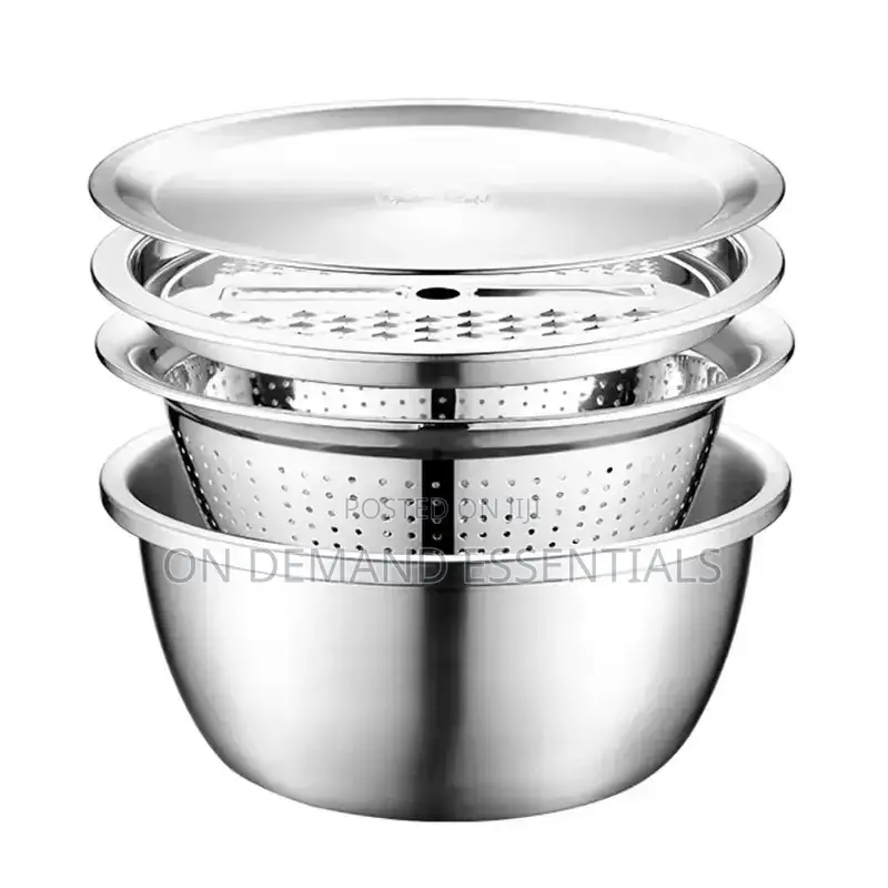 26cm 4PCS Set 304 Colander Stainless Steel Bowl With Lid
