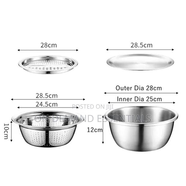 26cm 4PCS Set 304 Colander Stainless Steel Bowl With Lid - thumbnail 5