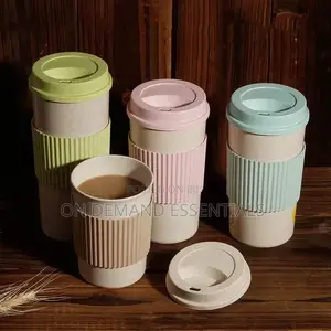 Re-Usable 350ml Wheat Straw Travel Coffee Mugs Cup With Lid