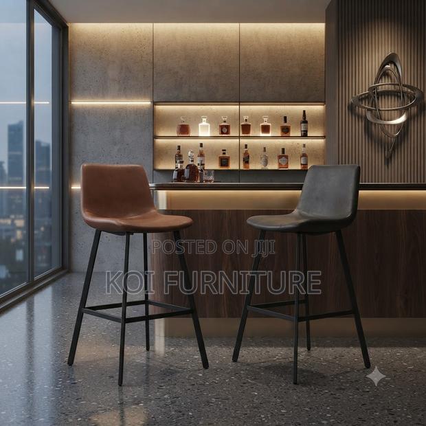 Barstools; Leather Non Recliner Home Office Barstools - thumbnail 5