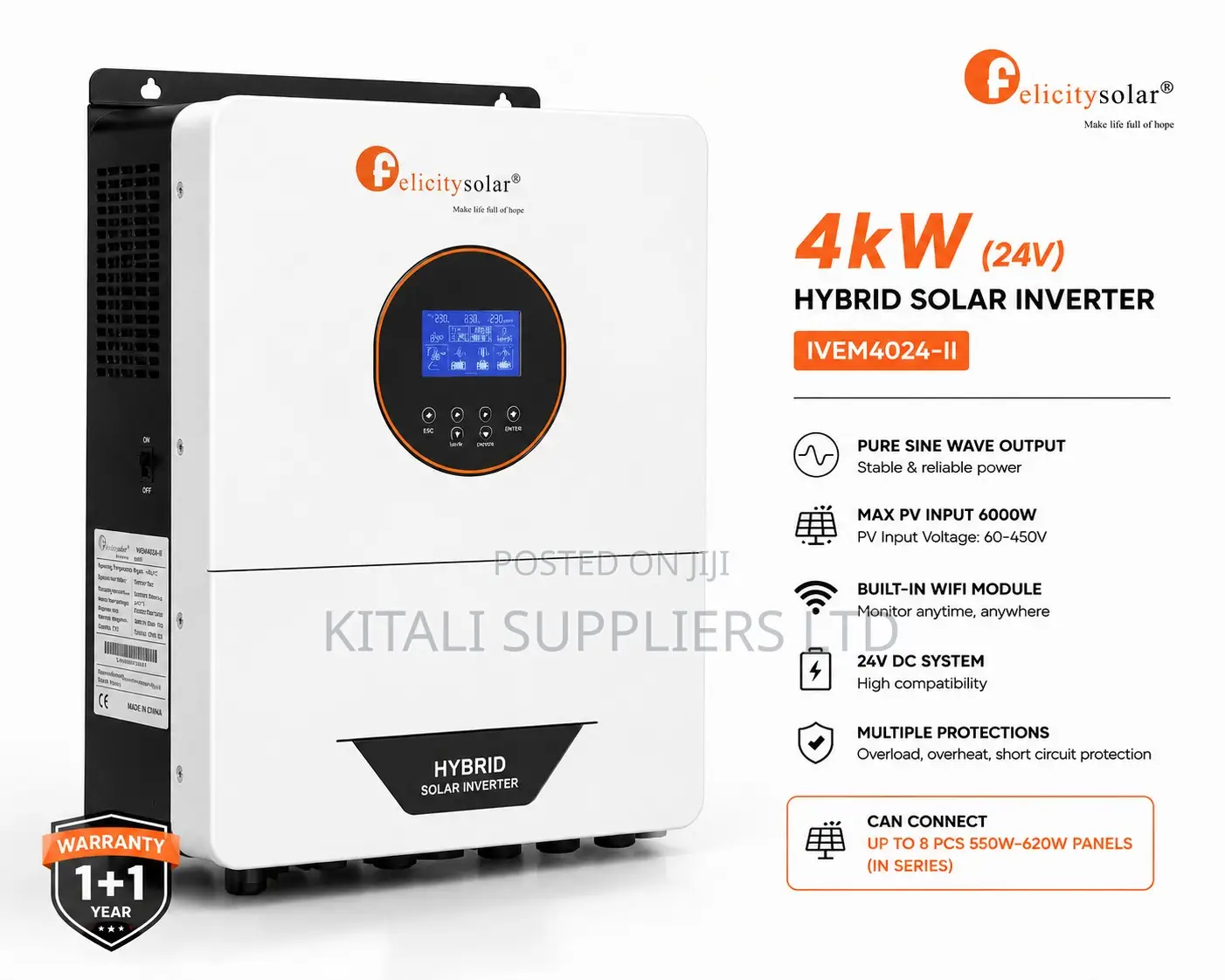 Felicity Solar 4kW 24V Hybrid Pure Sine Wave Solar Inverter