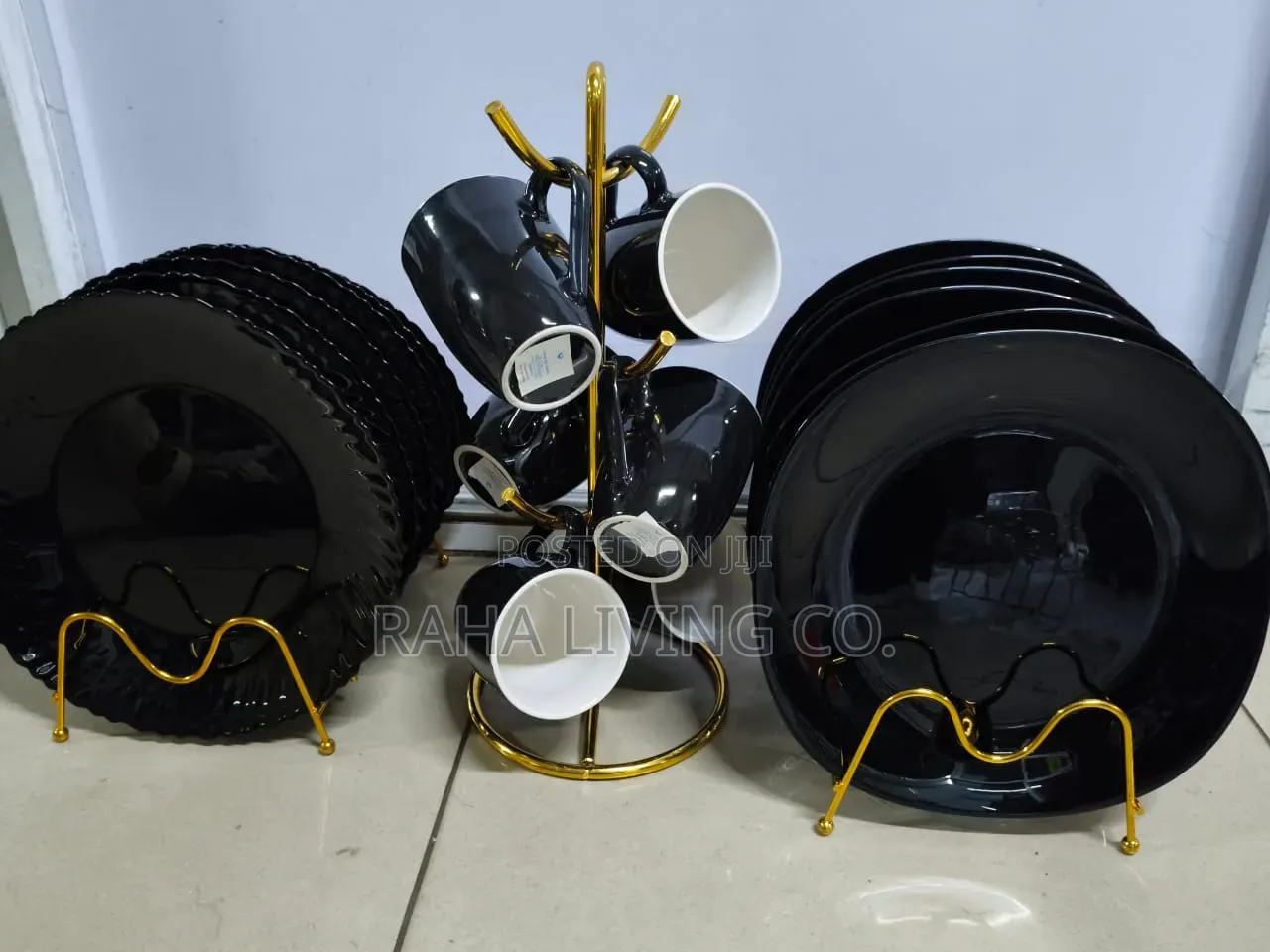18pc All Black Dinner Set | Square Round Plates Mugs