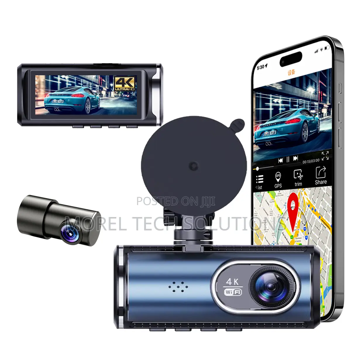 HD Dual Dashcam, WiFi GPS, Front + Rear 2. Smart Night Vision