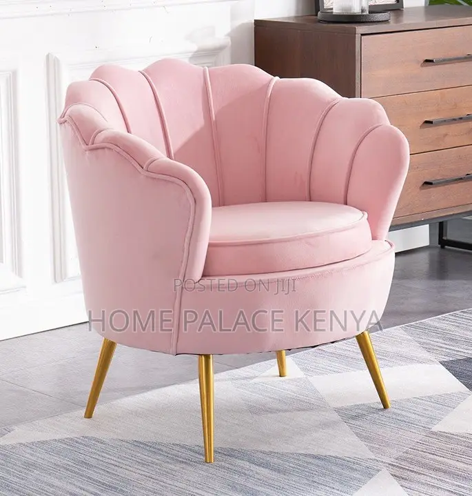 Arm Chair: Fabric Shell Shaped Backrest Single Accent Chair