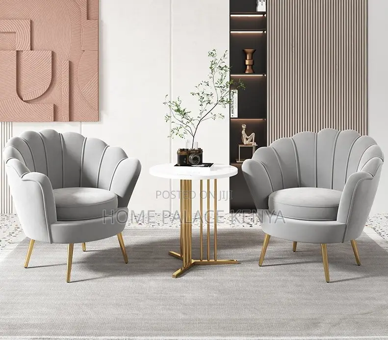 Arm Chair: Fabric Shell Shaped Backrest Single Accent Chair