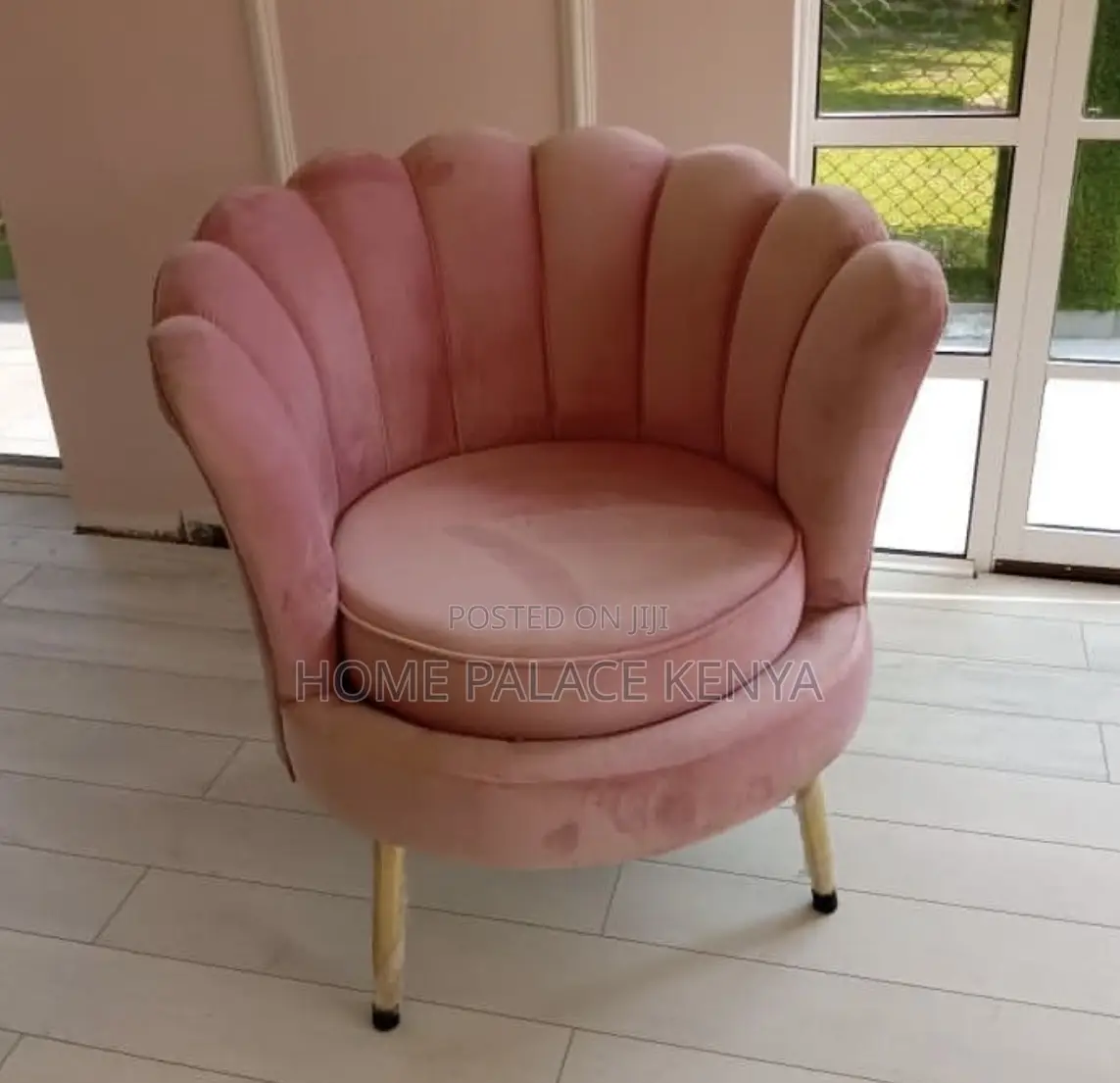 Arm Chair: Fabric Shell Shaped Backrest Single Accent Chair