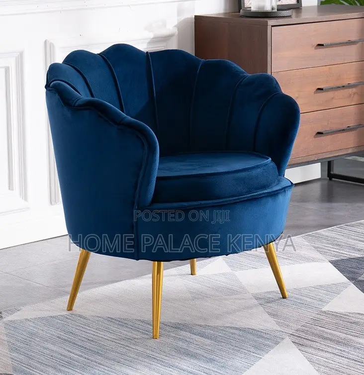 Arm Chair: Fabric Shell Shaped Backrest Single Accent Chair