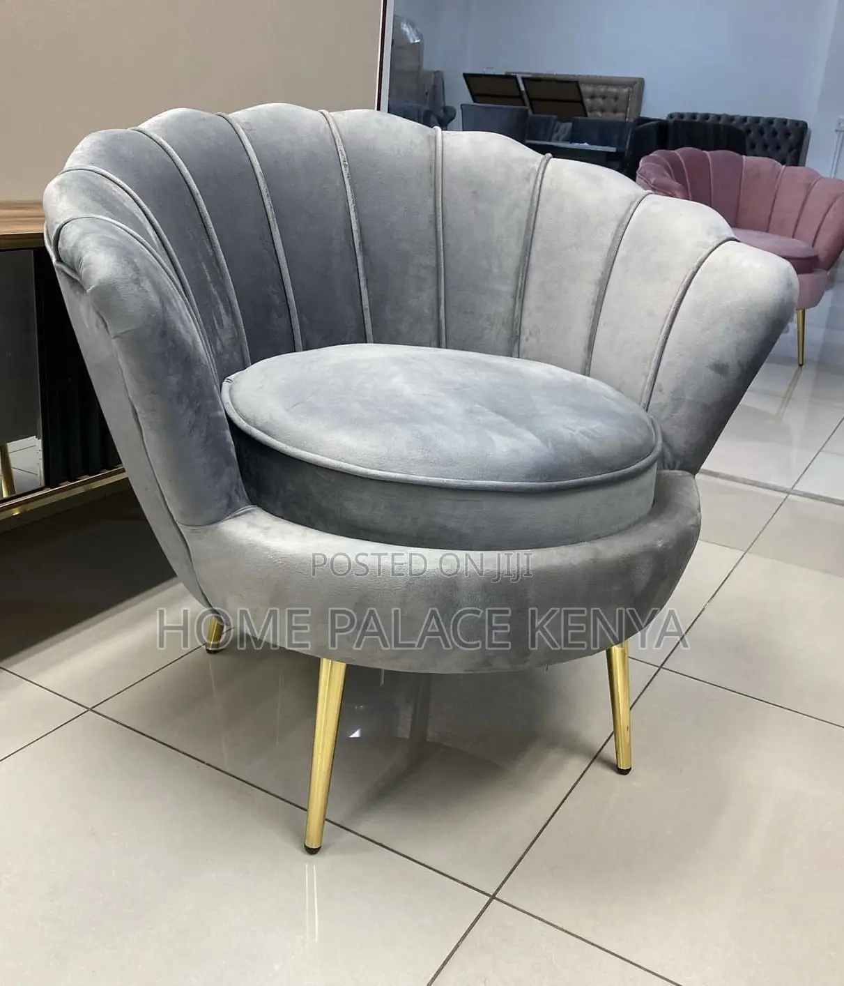 Arm Chair: Fabric Shell Shaped Backrest Single Accent Chair