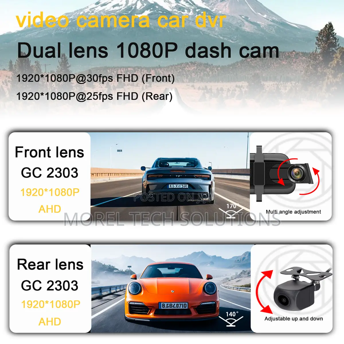 10-Inch Full Touch Screen Mirror Dashcam HD 1080p Front Rear Cameras