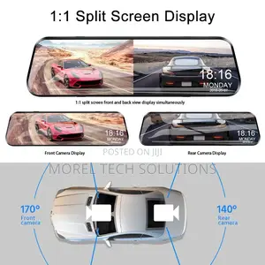 10-Inch Full Touch Screen Mirror Dashcam HD 1080p Front Rear Cameras