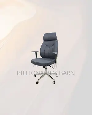 Practical Grey Executive Leather Chair High Back for All Day Support