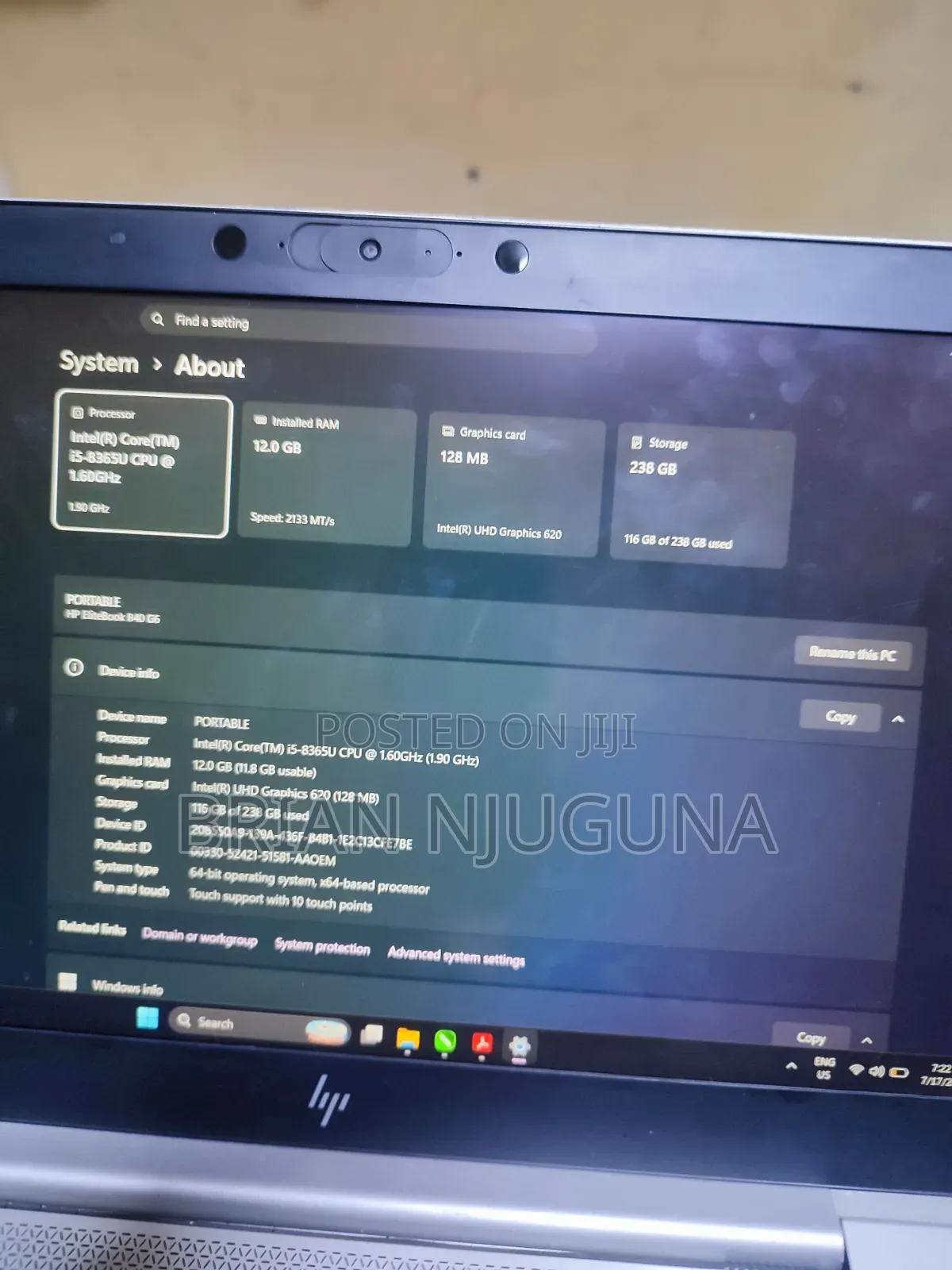 Laptop HP EliteBook 840 G6 12GB Intel Core i5 SSD 256GB