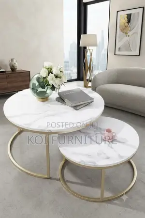 Coffee Table; Round Home Living Room Marble Coffee Table