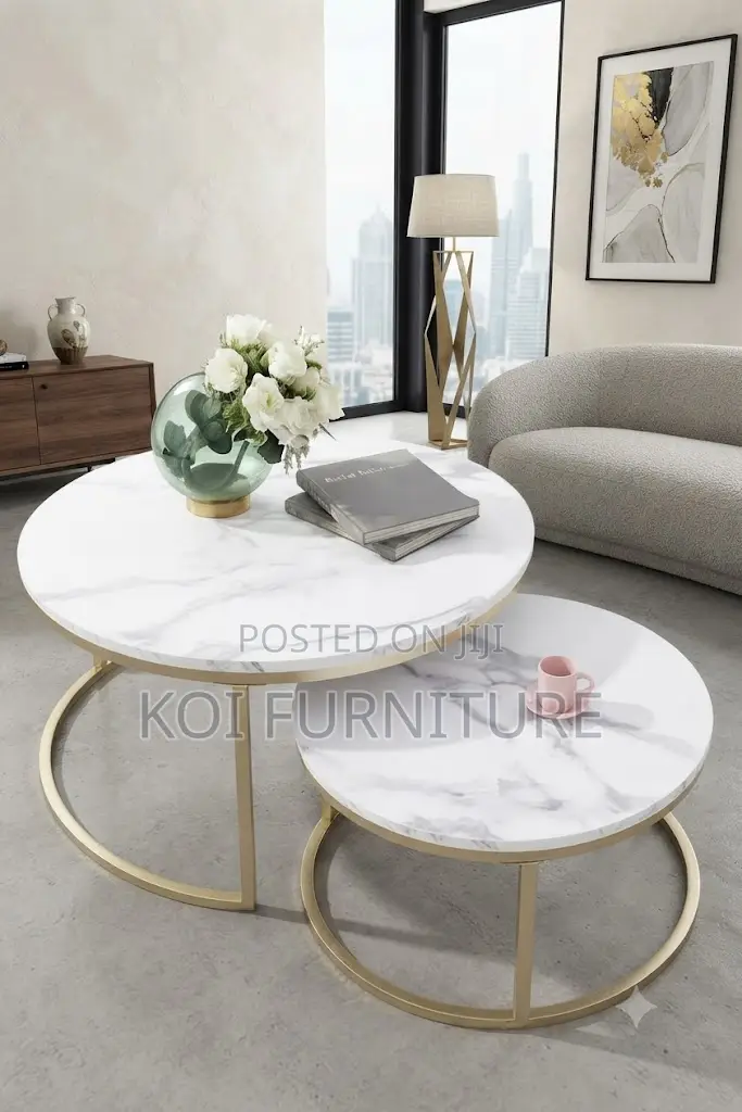 Coffee Table; Round Home Living Room Marble Coffee Table