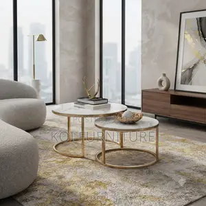 Coffee Table; Round Home Living Room Marble Coffee Table