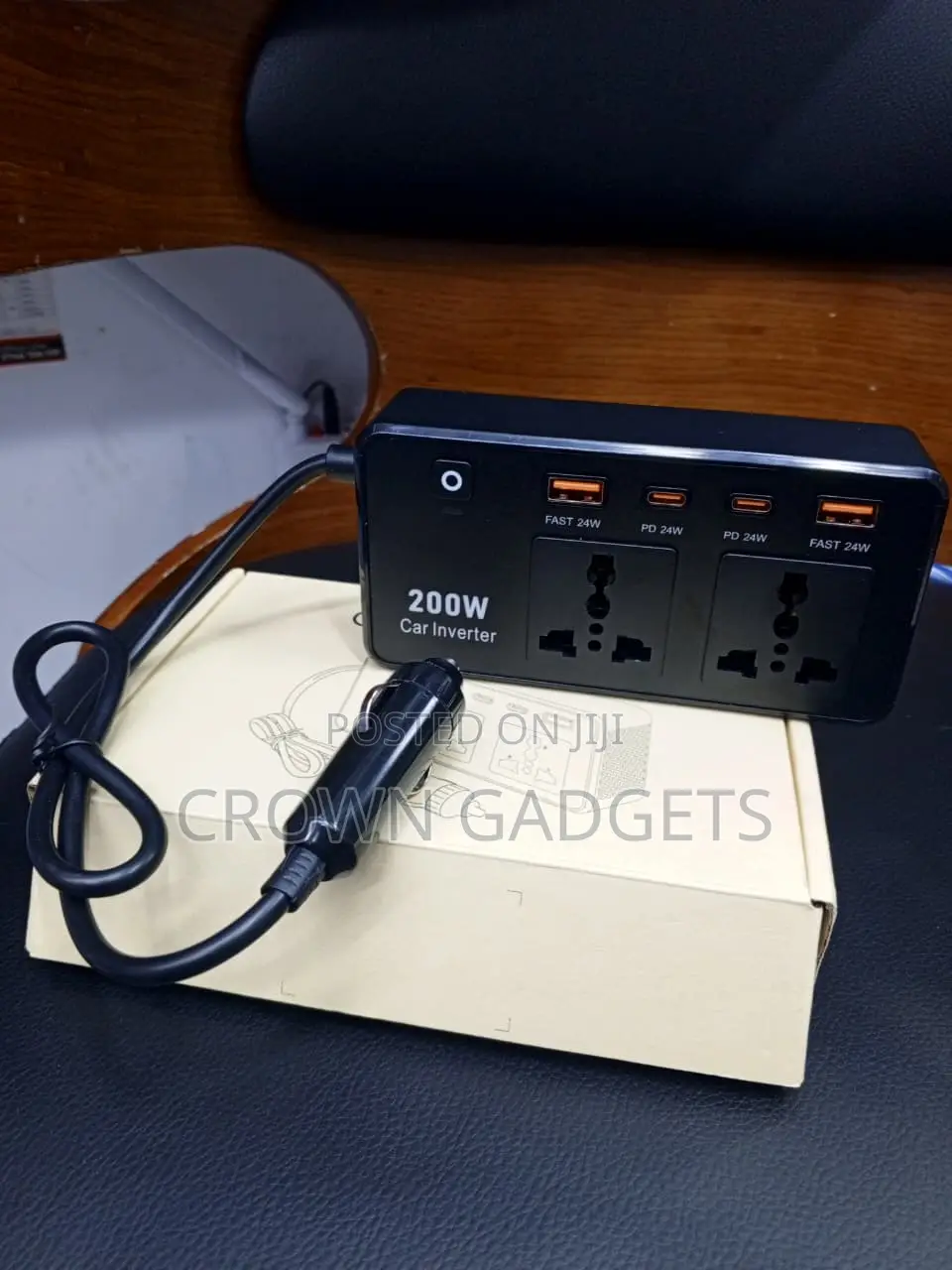 200W Car Power Inverter 12V to 220V Dual AC USB-C Charger