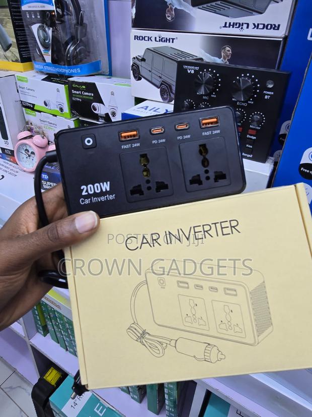 200W Vehicle Power Inverter With AC USB Type-C Ports - thumbnail 2