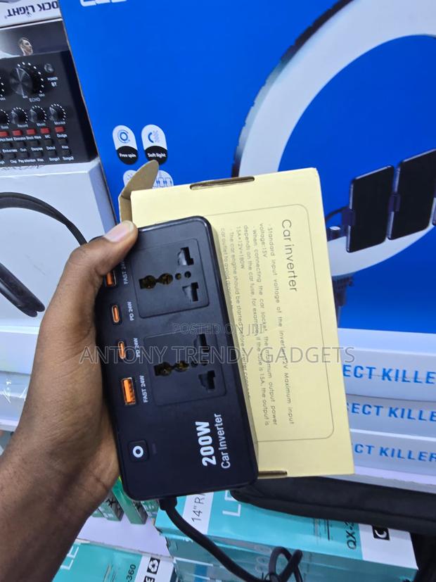 12V Car Power Inverter 200W With Dual AC USB Charging