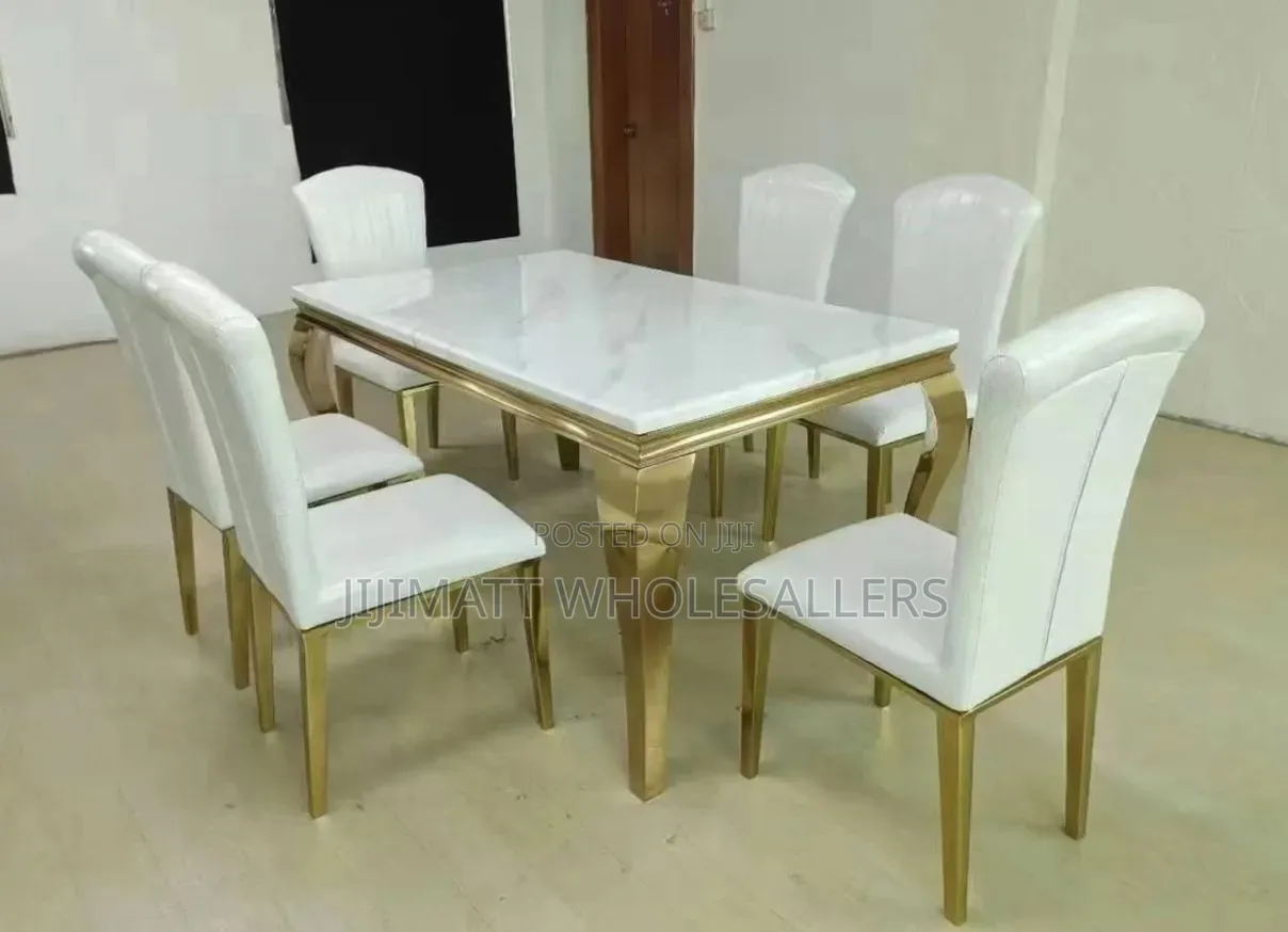 6 Sitter Executive White Modern Advanced Marble Dinning Table