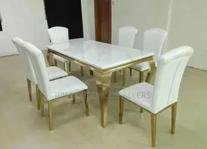 6 Sitter Executive White Modern Advanced Marble Dinning Table