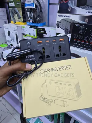 200W 12V to 220V Car Inverter Fast USB-C Power Adapter