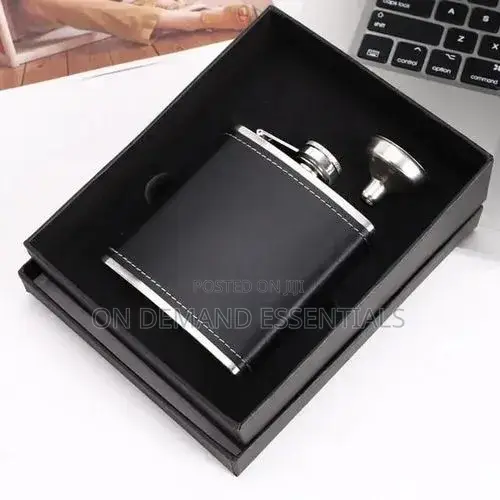 Plain Hip Whisky Flask Liquor Bottle With 2 Tot Cup/Gift Set