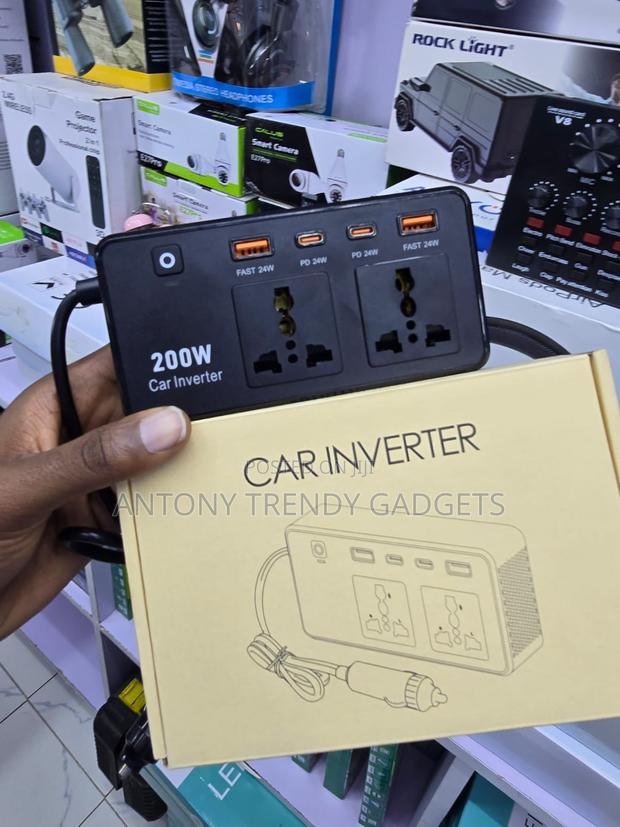 Car Power Inverter 200W Dual AC USB Type-C Converter