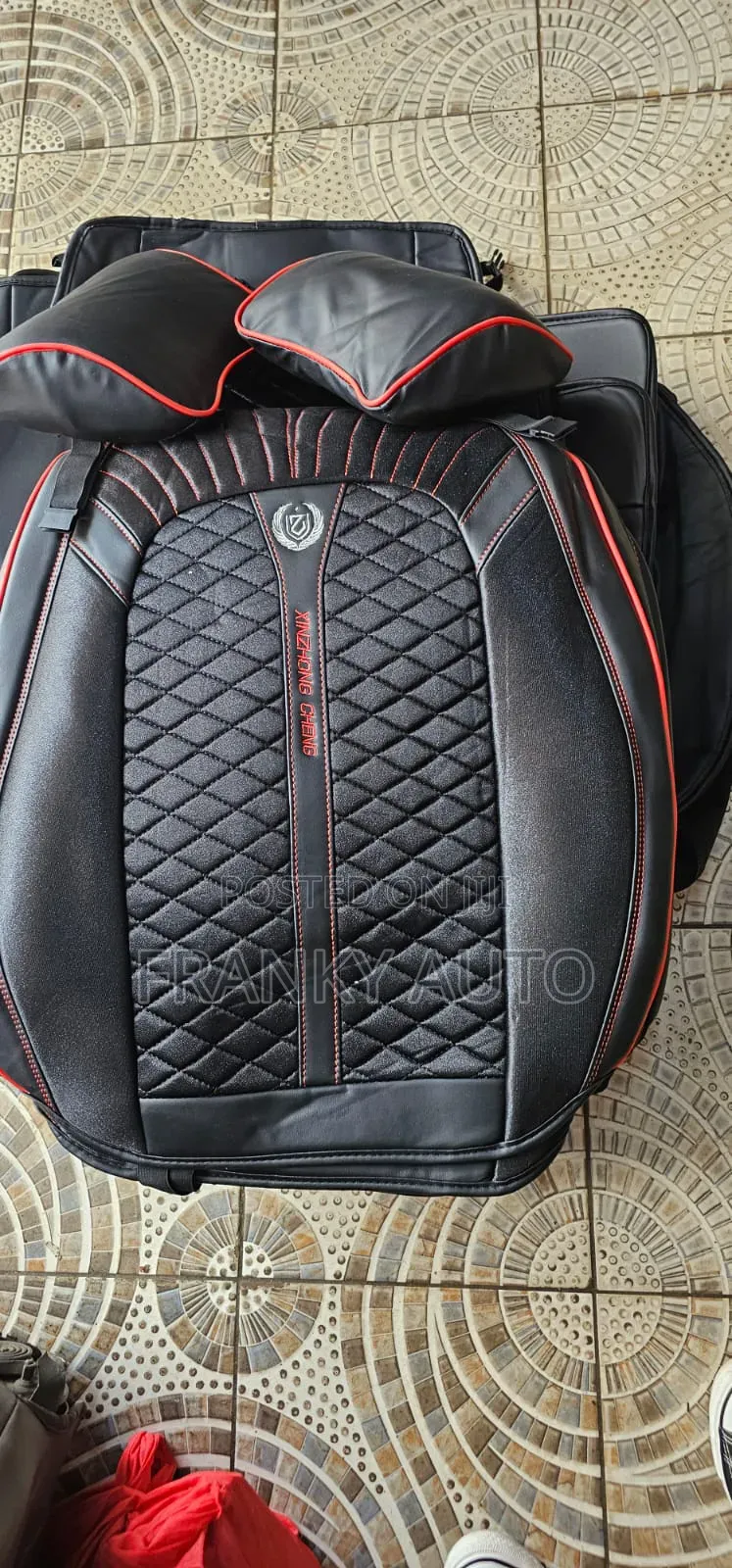 Pure Leather Seatcover 7 Seater Black Red