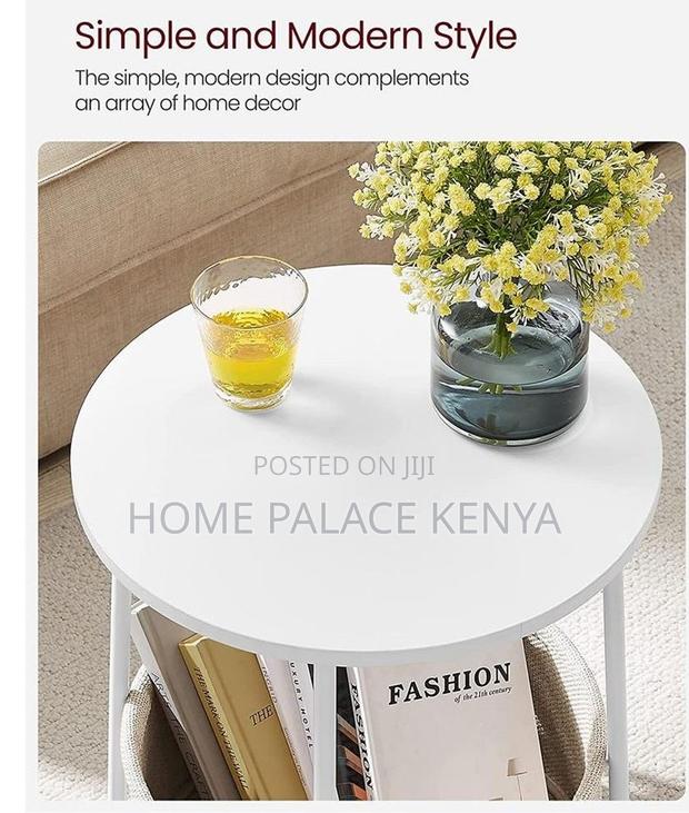 Side Table: Bamboo Top Nightstand With Fabric Basket for Essentials - thumbnail 4