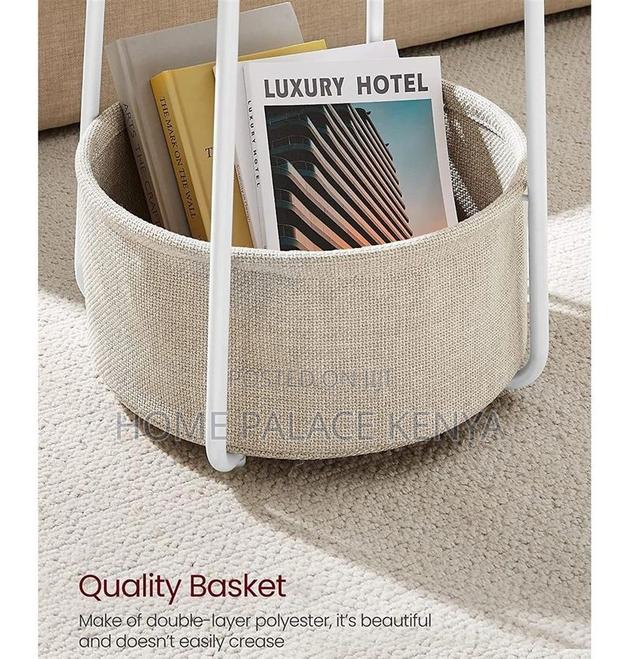 Side Table: Bamboo Top Nightstand With Fabric Basket for Essentials - thumbnail 8