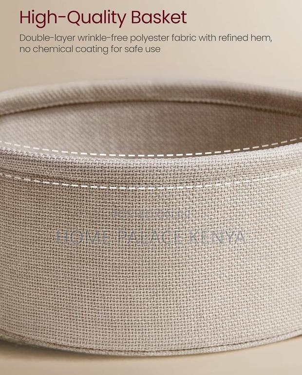 Side Table: Bamboo Top Nightstand With Fabric Basket for Essentials - thumbnail 9